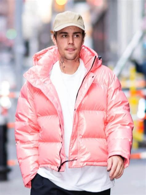 justin bieber pink jacket.